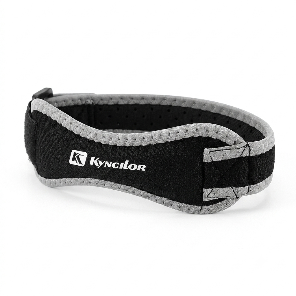 Sangle rotulienne FlexoZen vue de profil sur genou en mouvement