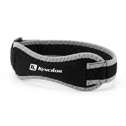 Sangle rotulienne FlexoZen vue de profil sur genou en mouvement