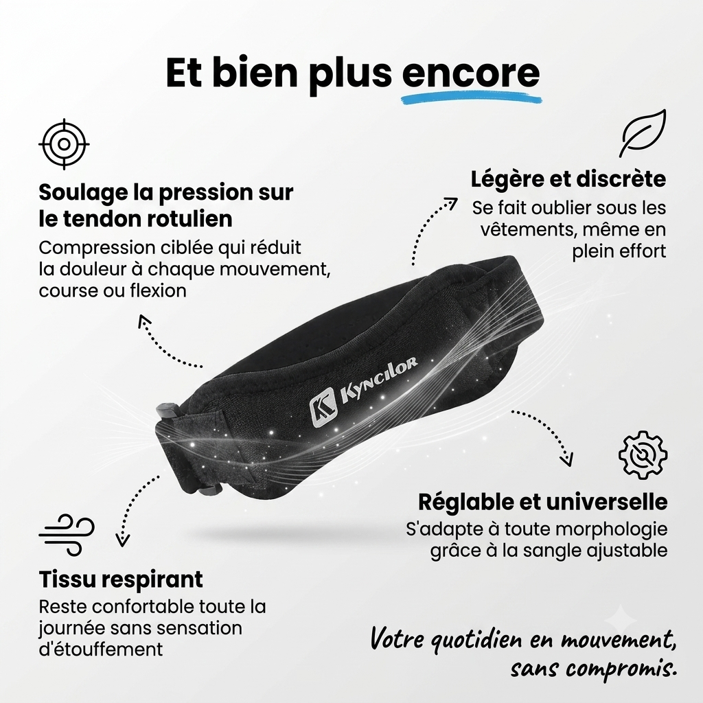 Sangle rotulienne FlexoZen portée sous un legging de sport