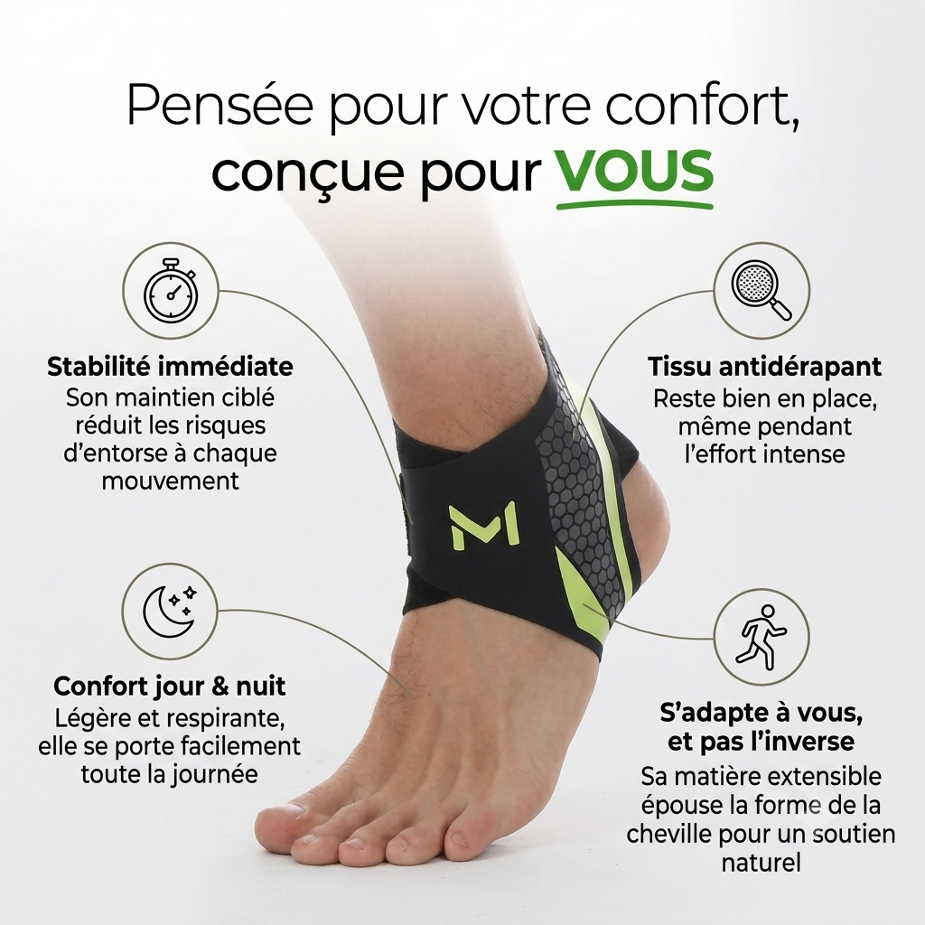 Manchon de compression cheville FlexoZen porté pendant la course à pied