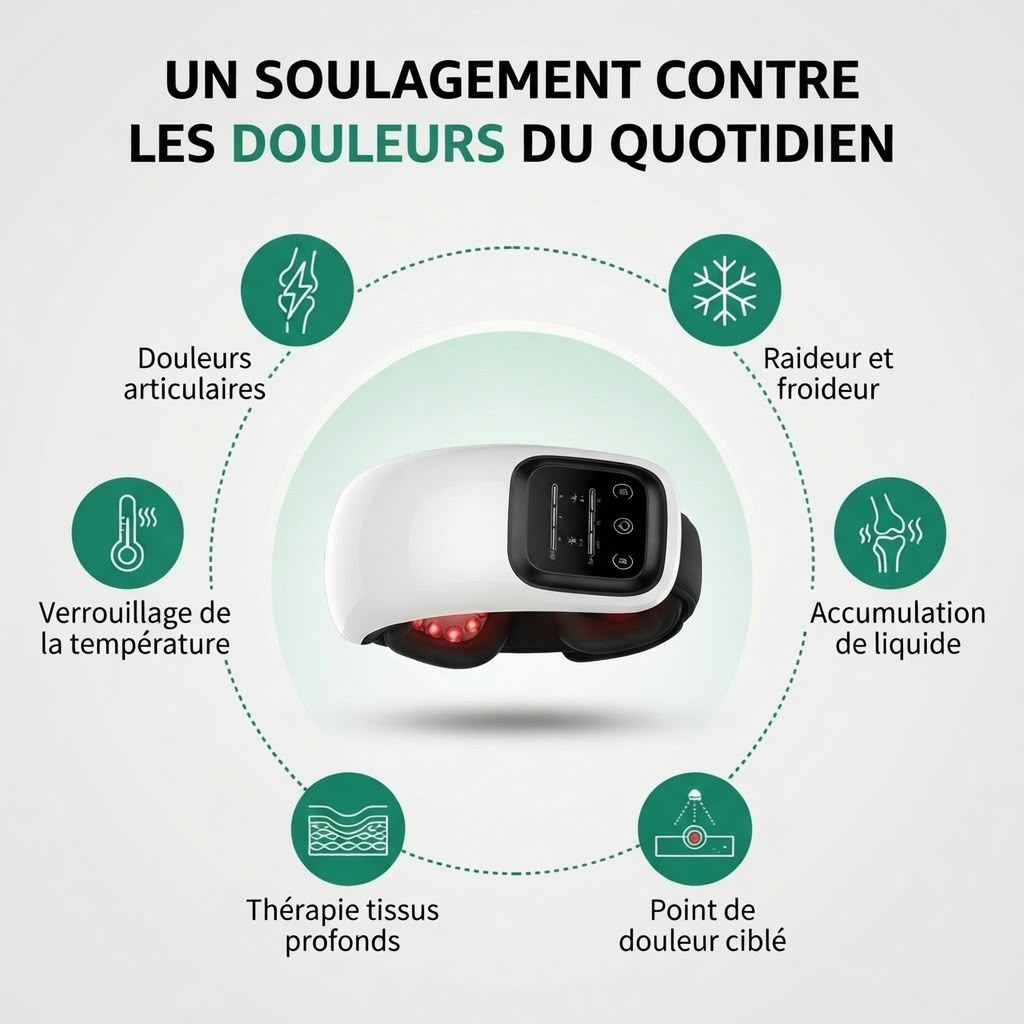 Masseur chauffant FlexoZen - soulagement douleurs articulaires, raideur et thérapie tissus profonds