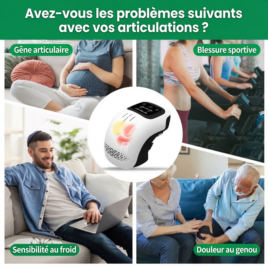 Masseur chauffant FlexoZen adapté à tous - gêne articulaire, sport, sensibilité au froid, douleur au genou