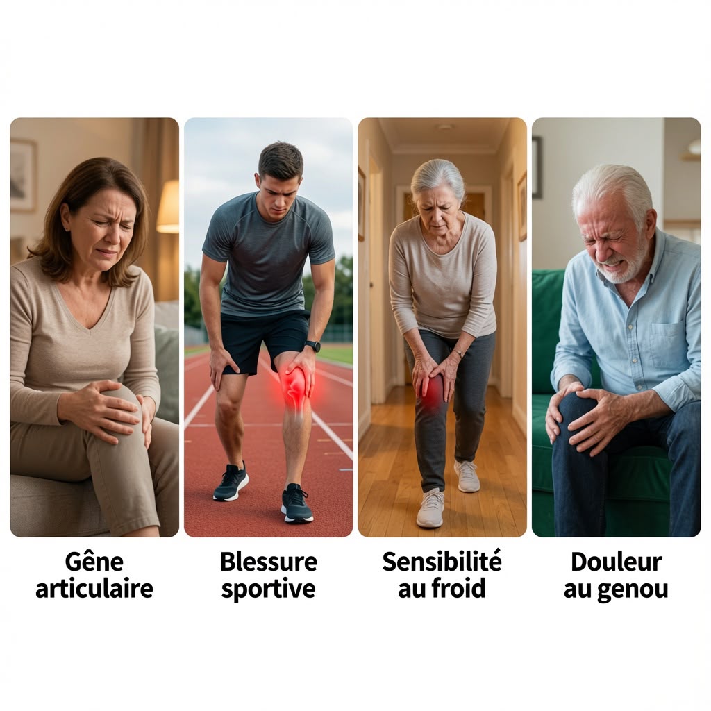 Douleurs au genou du quotidien - gêne articulaire, blessure sportive, sensibilité au froid, arthrose